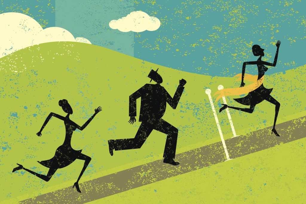 run career race gender equality woman leader leadership competition by retrorocket getty