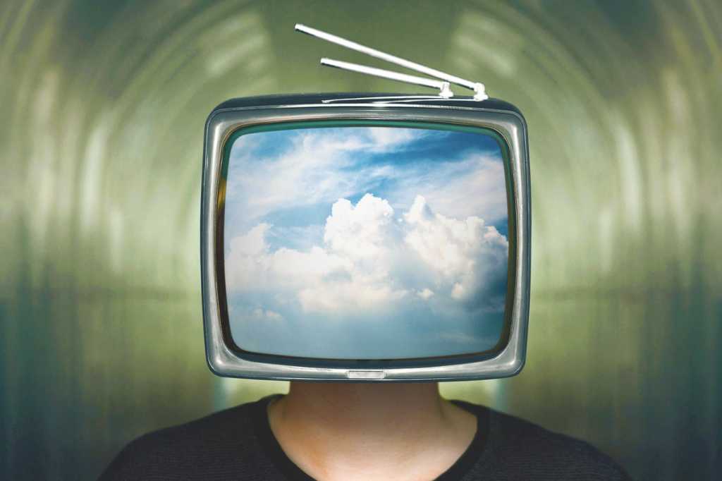 run head in clouds cloud computing retro tv head media