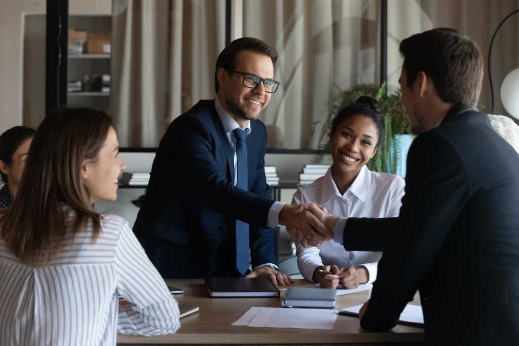 business meeting management agreement deal men women office