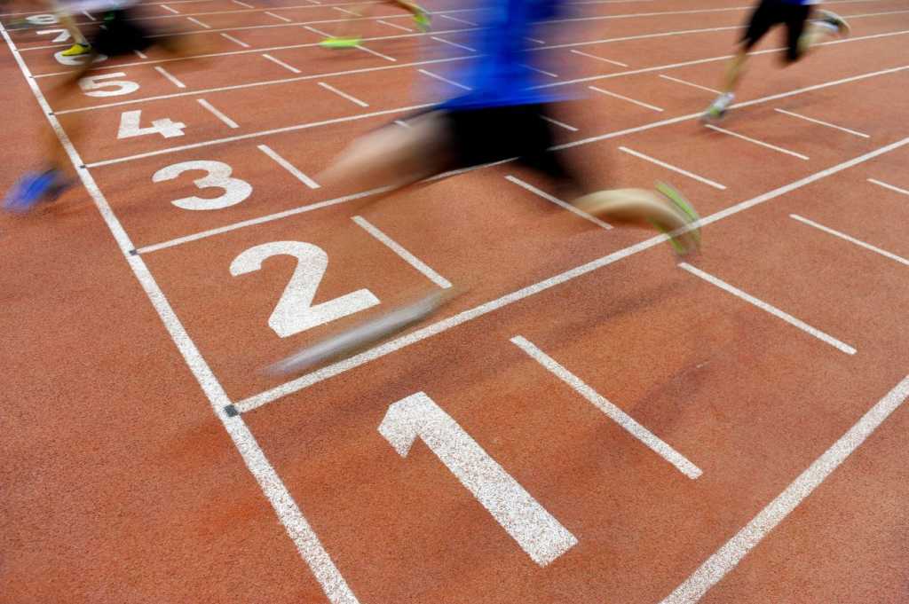 Runner at finishing line image