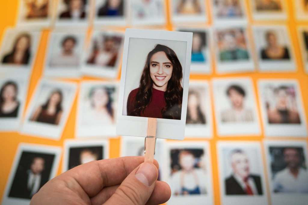 Choosing one person's photo of many. [hiring / recruitment / employees / contractors / outsourcing]