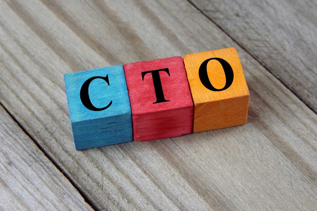 CTO (Chief Technology Officer) text on colorful wooden cubes