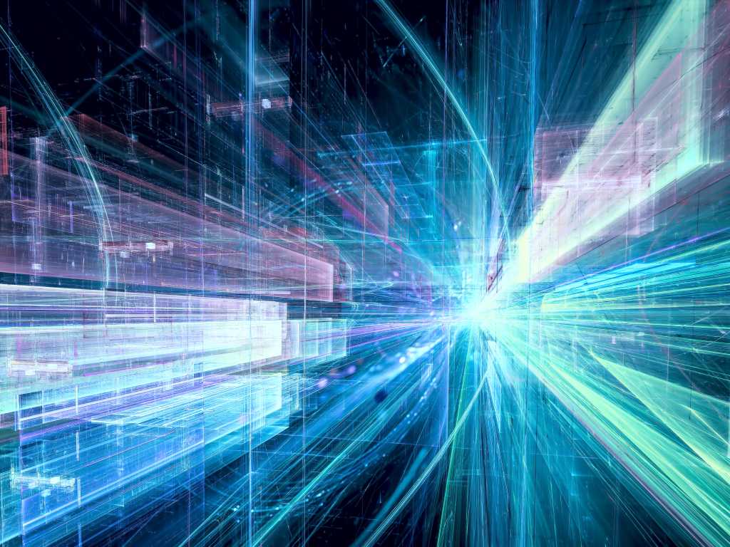 Abstract blue and purple technology perspective background
