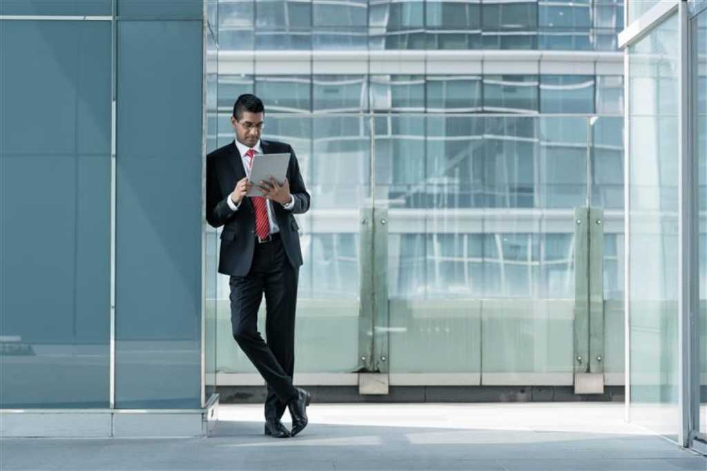 Businessman using tablet pc